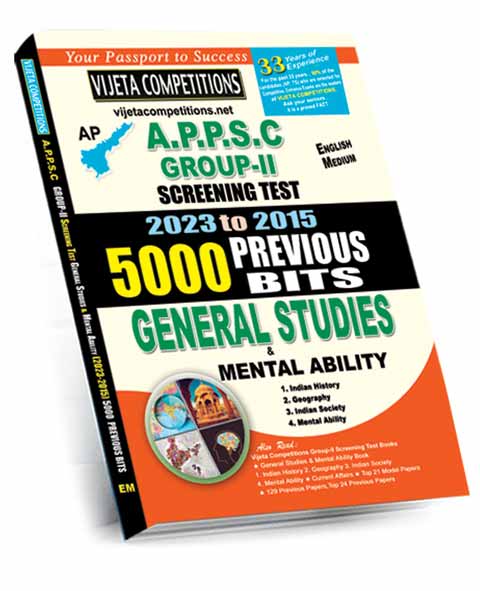 APPSC-Gr-II-GS-&-MA-5000-Previous-Bits-EM-2024 APPSC General Studies & Mental Ability (2023-2015) 5000 Previous Bits (English Medium) (Rs. 199) - Image 1