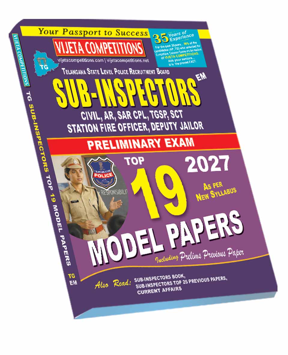 TG-SI-Top-19-MP-EM--Aug-2026 TG Sub Inspectors- Prelimniary Exam Arthmetic, Test of Reasoninng, Mental ability & General Studies Top 19 Model Papers (English Medium) (Rs.279) - Image 1